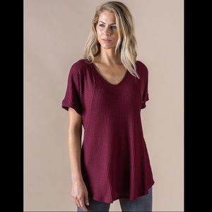 Agnes & Dora Med. EUC Black Cherry Waffle Love Top